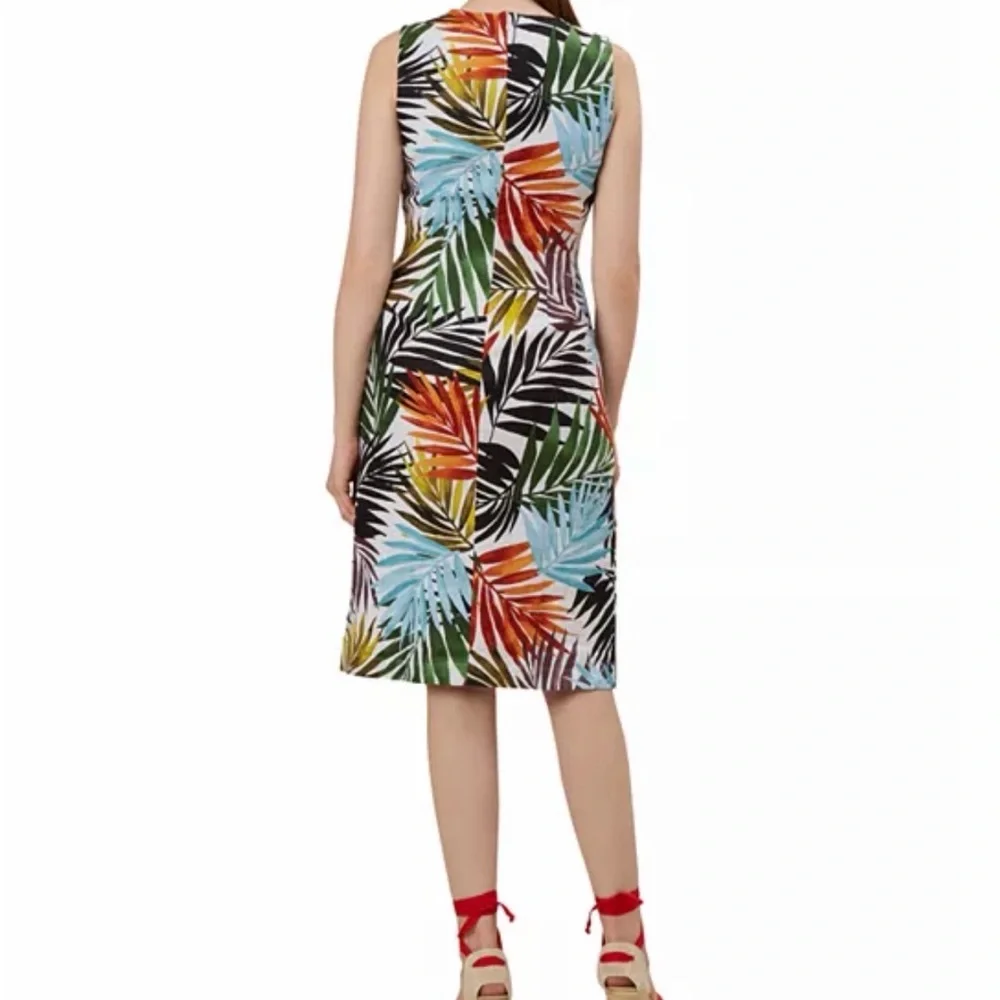 HOBBS London Amalfi Tie-Waist Palm Print Dress Tropical Print‎ Sleeveless Dress